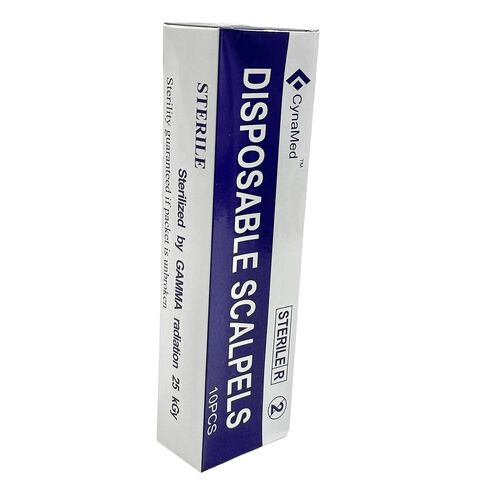 شفرات ديرمابيلانس قابلة للتصرف 15C مع مقبض بلاستيكي ، وشفرة مشرط غامضة من الصلب الكربوني عالي الكربون ملفوف بشكل فردي شفرة 15C ، مربع معقمة من 10 (1) in Kuwait