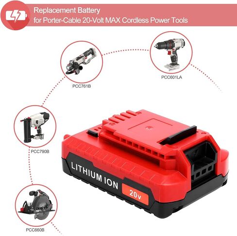 2 حزمة 6.0AH 20V بطاريات استبدال ليثيوم أيون متوافقة مع كبل البورتر 20V بطارية PCC681L PCC685L PCC680L PCC682L PCC600 PCC640 in Kuwait