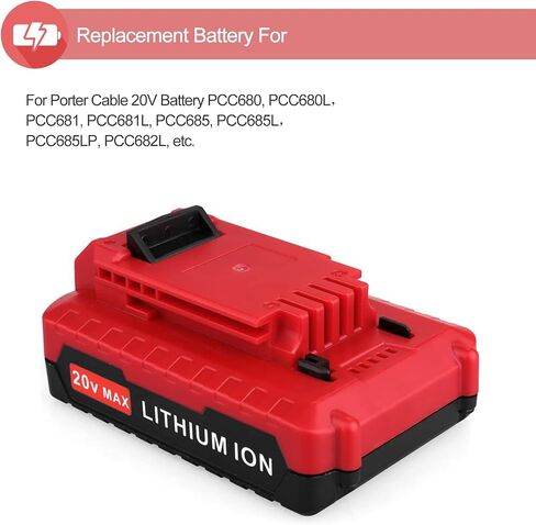 2 حزمة 6.0AH 20V بطاريات استبدال ليثيوم أيون متوافقة مع كبل البورتر 20V بطارية PCC681L PCC685L PCC680L PCC682L PCC600 PCC640 in Kuwait