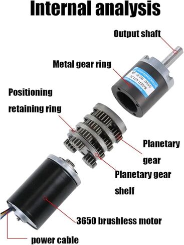 12V 24V 15W Planetary DC GEAR MOTOR 36 مم قابلة للتعديل السرعة CW CCW 5 خطوط مع الفرامل 36GP-3650 محرك صغير منخفض السرعة (12V 98RPM ، 6 مم وقوس)) in Kuwait