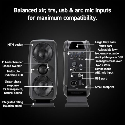IK Multimedia iLoud MTM MKII White (Pair Plus ARC mic) Compact Studio Monitor with Built-in ARC Room Correction, Speaker Emulation, 100W Power in Saudi Arabia