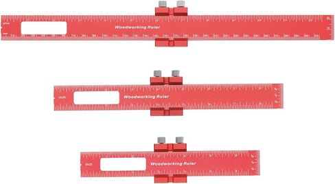 Pocket Ruler Set 6 8 12 Inch Woodworking Accurate Measuring Tool Aluminum Alloy Metal Slide Stop Adjustable Marking Ruler for Engineers and Woodworkers in Saudi Arabia