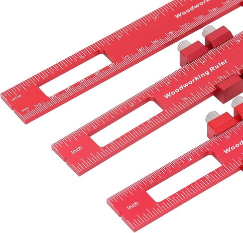 Pocket Ruler Set 6 8 12 Inch Woodworking Accurate Measuring Tool Aluminum Alloy Metal Slide Stop Adjustable Marking Ruler for Engineers and Woodworkers in Saudi Arabia