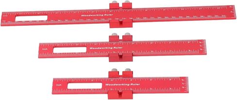 Pocket Ruler Set 6 8 12 Inch Woodworking Accurate Measuring Tool Aluminum Alloy Metal Slide Stop Adjustable Marking Ruler for Engineers and Woodworkers in Saudi Arabia
