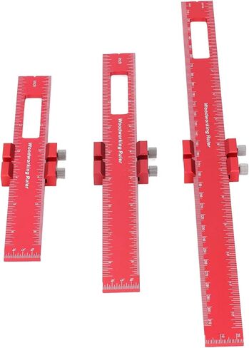 Pocket Ruler Set 6 8 12 Inch Woodworking Accurate Measuring Tool Aluminum Alloy Metal Slide Stop Adjustable Marking Ruler for Engineers and Woodworkers in Saudi Arabia