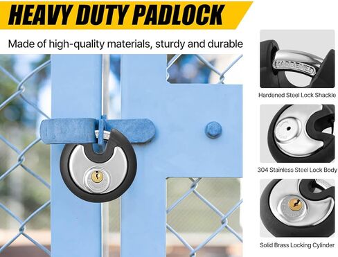 DAYGOS Outdoor Padlock for Storage Unit, Waterproof Stainless Steel Disc Lock with Rubber Bumper for Sheds,Gate and Fence, Heavy Duty Discus Keyed Pad Lock (3/8-Inch Shackle) in Kuwait