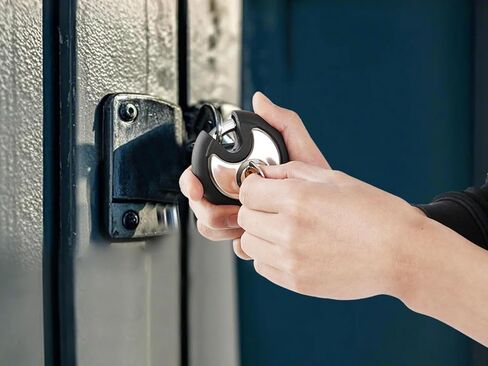 DAYGOS Outdoor Padlock for Storage Unit, Waterproof Stainless Steel Disc Lock with Rubber Bumper for Sheds,Gate and Fence, Heavy Duty Discus Keyed Pad Lock (3/8-Inch Shackle) in Kuwait