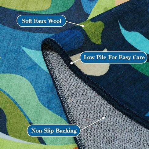 Livebox 5x7 سجادة لغرفة الأطفال ، سجادة ديناصور ناعمة قابلة للغسل لغرفة اللعب ، السجاد الأزرق غير القابل للانزلاق لغسل غرفة النوم ، رمي سجاد حيوانات السجاد لفصل الحضانة (الأزرق ، 5'x7 ') in Kuwait