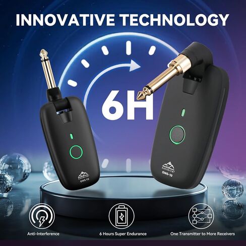نظام الجيتار اللاسلكي في Eastrock ، مستقبل مرسل الغيتار اللاسلكي الرقمي UHF للقيثارات الكهربائية/لوحة المفاتيح ، بطارية 6 ساعات ، نطاق 100 قدم ، زمن انتقال منخفض ، أسود in Saudi Arabia