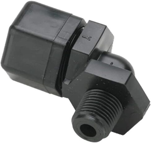 p8me6 Fast & tite polypropylene male conbow forting ، 90 درجة زاوية ، 1/2 "أنبوب الضغط × 3/8" ذكر NPTF ، أسود in Saudi Arabia