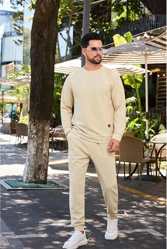 Vssjavun Mens Tracksuit 2 Piece Waffle Long Sleeve Pullover Sweatsuit Outfits Casual Jogger Suits Sets in Kuwait