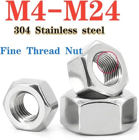 1/20pcs 304 الفولاذ المقاوم للصدأ قفل خيط ناعم القفل M4-M24 خيط ناعم الملعب 0.5/0.75 ~ 2.0 الأسنان (M24x1.5-1pcs) in Saudi Arabia