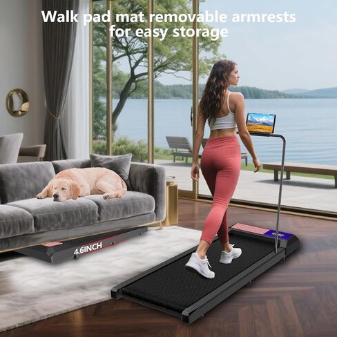 Walking Pad with Incline and Handle Bar, 3 in 1 Under Desk Treadmill with Handles, 2.5HP Low Noise Treadmills for Home Small Space with Remote Control, Portable Treadmills for Home Office in Kuwait