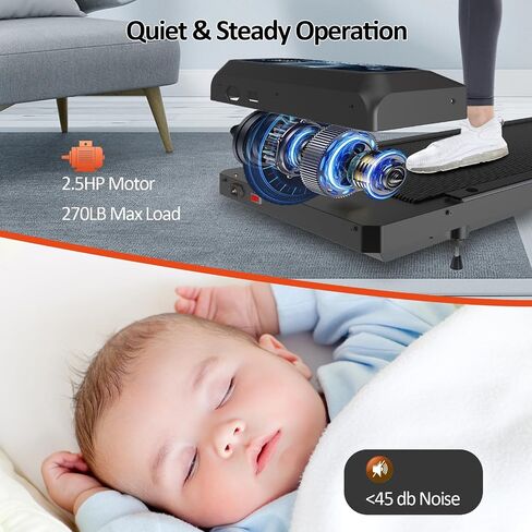 Walking Pad with Incline and Handle Bar, 3 in 1 Under Desk Treadmill with Handles, 2.5HP Low Noise Treadmills for Home Small Space with Remote Control, Portable Treadmills for Home Office in Kuwait