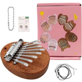 Mini Kalimba Thumb Piano 8 Keys ، بيانو أصابع الماهوغوني المحمولة مع حقيبة حمل ، مطرقة ، تعليم ، هدية موسيقية للمبتدئين والكبار in Kuwait