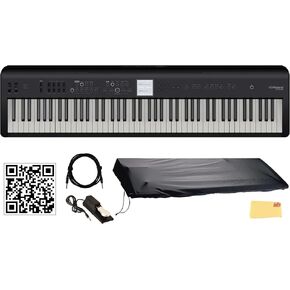 Roland FP-E50 88-Key Digital Piano-حزمة أسود مع KSFE-50 Stand ، KPD-70 وحدة دواسة ثلاثية ، مقعد ، دروس البيانو عبر الإنترنت ، قرص DVD التعليمي ، وقماش أوستن بازار تلميع in Kuwait
