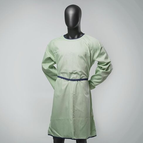 Pack of 1 | Reusable Isolation Industrial Gowns Longsleeve with Elastic Cuffs, Long XL Size, Yellow | PPE Protective Isolation Gowns | 65% Polyester and 35% Cotton in Saudi Arabia