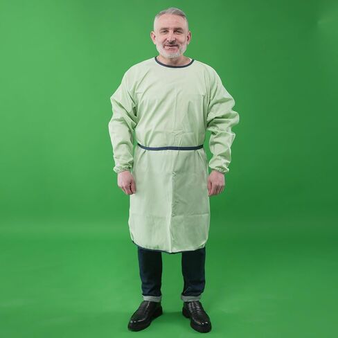 Pack of 1 | Reusable Isolation Industrial Gowns Longsleeve with Elastic Cuffs, Long XL Size, Yellow | PPE Protective Isolation Gowns | 65% Polyester and 35% Cotton in Saudi Arabia
