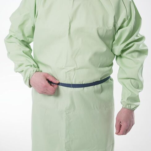 Pack of 1 | Reusable Isolation Industrial Gowns Longsleeve with Elastic Cuffs, Long XL Size, Yellow | PPE Protective Isolation Gowns | 65% Polyester and 35% Cotton in Saudi Arabia