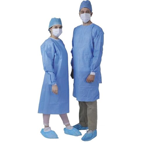 10 عبوات قابلة لإعادة الاستخدام للعزل العزلة للنساء والرجال - الأزرق Aami LVL 1 polypropylene ، لا يمكن التخلص من العباءات الطبية والأسنان والمختبرات والصناعات (المتوسطة) in Kuwait