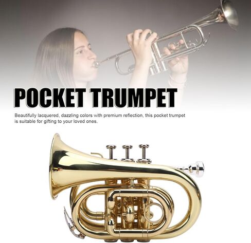 Compact Bb Pocket Trumpet Kit, Precise Control Trumpet with Shoulder Strap Carrying Bag for Beginners in Saudi Arabia
