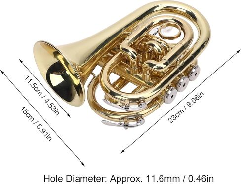 Compact Bb Pocket Trumpet Kit, Precise Control Trumpet with Shoulder Strap Carrying Bag for Beginners in Saudi Arabia