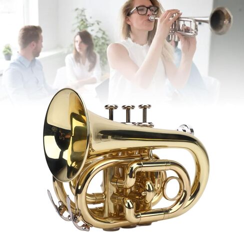Compact Bb Pocket Trumpet Kit, Precise Control Trumpet with Shoulder Strap Carrying Bag for Beginners in Saudi Arabia
