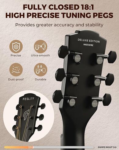 طقم الغيتار الصوتي ، 41 بوصة بالحجم الكامل 6 سلسلة سلسلة Guitarra Acústica للبالغين المبتدئين مع موالف ، حقيبة أزعج ، حزام ، سلاسل فولاذية ، كابو ، بيكغوارد ، اختيارات ، FD60C ، أسود in Kuwait