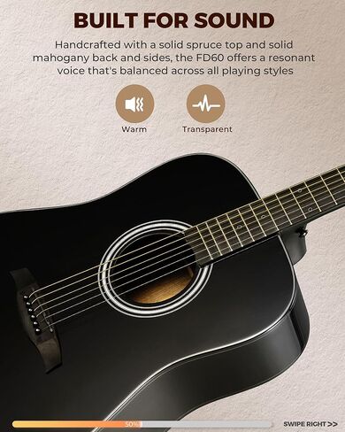 طقم الغيتار الصوتي ، 41 بوصة بالحجم الكامل 6 سلسلة سلسلة Guitarra Acústica للبالغين المبتدئين مع موالف ، حقيبة أزعج ، حزام ، سلاسل فولاذية ، كابو ، بيكغوارد ، اختيارات ، FD60C ، أسود in Kuwait