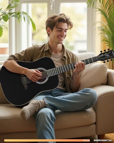 طقم الغيتار الصوتي ، 41 بوصة بالحجم الكامل 6 سلسلة سلسلة Guitarra Acústica للبالغين المبتدئين مع موالف ، حقيبة أزعج ، حزام ، سلاسل فولاذية ، كابو ، بيكغوارد ، اختيارات ، FD60C ، أسود in Kuwait