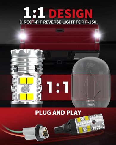 LASFIT 921 LED مصابيح الإضاءة الاحتياطية العكسية تناسب 2014-2021 2022 2023 2024 2025 GMC Sierra 1500 2500 3500 HD ، 6000K White White Super OEM 912 W16W استبدال ، 2 PCS in Kuwait