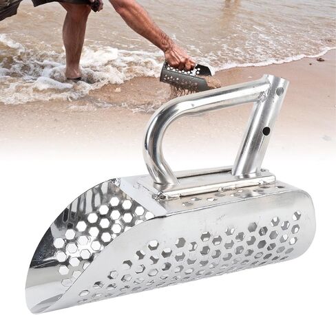 Sand Scoop for Metal Detecting Metal Detector Beach Finds Scoop Stainless Steel Fast Sifter Shovel for Underwater Treasure Finding Button Style Short in Kuwait