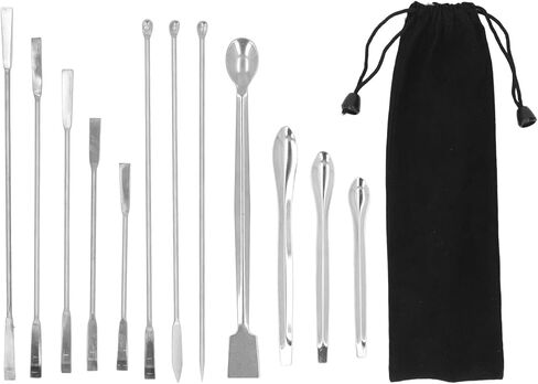 12 Pieces Laboratory Spatula Stainless Steel Lab Spatula Micro Scoop Set Reagent Scoop Spoon Tool Set Kit for Experiment in Saudi Arabia