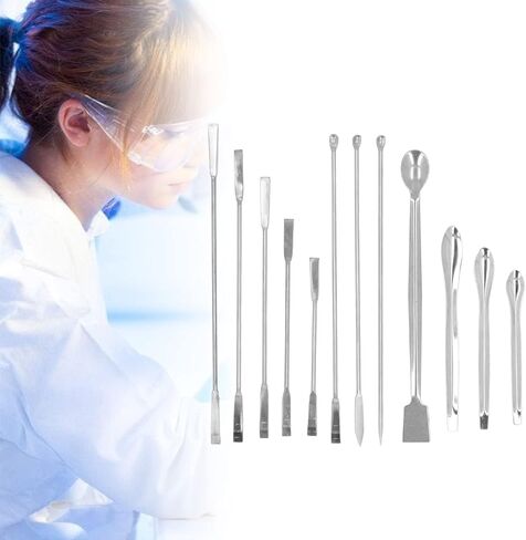 12 Pieces Laboratory Spatula Stainless Steel Lab Spatula Micro Scoop Set Reagent Scoop Spoon Tool Set Kit for Experiment in Saudi Arabia