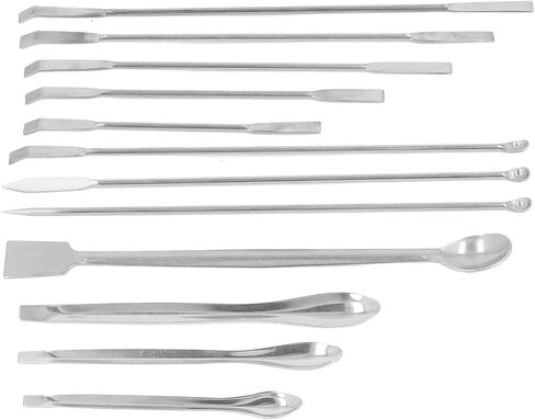 12 Pieces Laboratory Spatula Stainless Steel Lab Spatula Micro Scoop Set Reagent Scoop Spoon Tool Set Kit for Experiment in Saudi Arabia