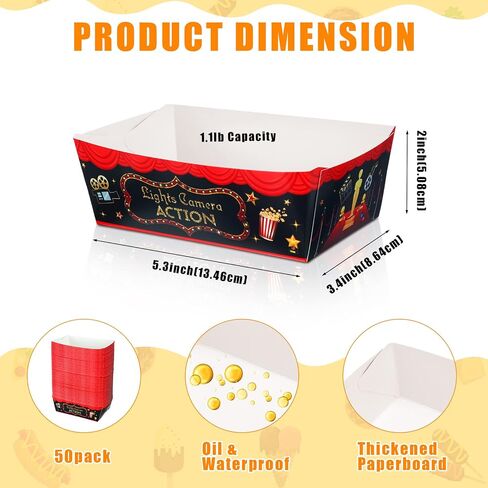 100 PCS Carnival Party Supplies 1.1 LB 50 قوارب صواني الطعام مع 50 شحومًا مشمعًا شمعيًا للورقة كرنفال ناتشو ، حامل سلة الكلاب الساخنة لزينة عيد ميلاد مجمعة in Kuwait