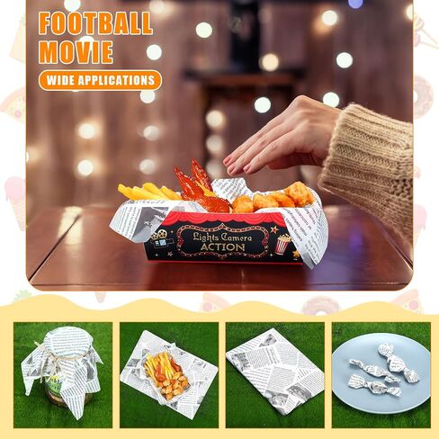 100 PCS Carnival Party Supplies 1.1 LB 50 قوارب صواني الطعام مع 50 شحومًا مشمعًا شمعيًا للورقة كرنفال ناتشو ، حامل سلة الكلاب الساخنة لزينة عيد ميلاد مجمعة in Kuwait