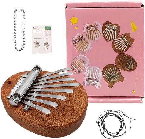 Mini Kalimba Thumb Piano 8 Keys ، بيانو أصابع الماهوغوني المحمولة مع حقيبة حمل ، مطرقة ، تعليم ، هدية موسيقية للمبتدئين والكبار in Saudi Arabia