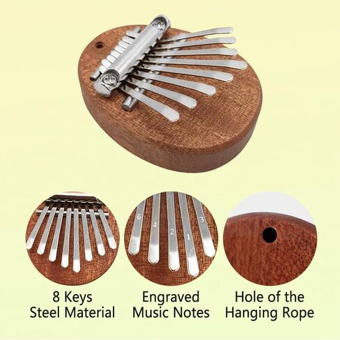 Mini Kalimba Thumb Piano 8 Keys ، بيانو أصابع الماهوغوني المحمولة مع حقيبة حمل ، مطرقة ، تعليم ، هدية موسيقية للمبتدئين والكبار in Saudi Arabia