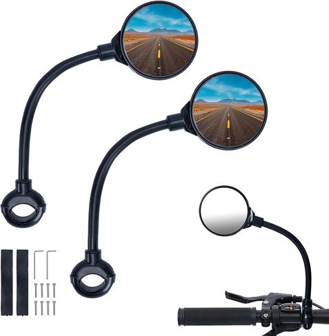 2 Pack Bicycle mirror,Bike Handlebar Mirrors – Adjustable Rearview Mirrors with Wide Angle for Safe Riding (Black-R) in Saudi Arabia