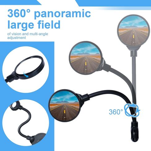 2 Pack Bicycle mirror,Bike Handlebar Mirrors – Adjustable Rearview Mirrors with Wide Angle for Safe Riding (Black-R) in Saudi Arabia