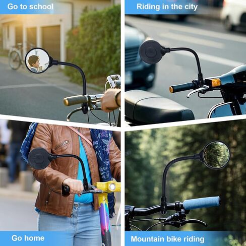 2 Pack Bicycle mirror,Bike Handlebar Mirrors – Adjustable Rearview Mirrors with Wide Angle for Safe Riding (Black-R) in Saudi Arabia