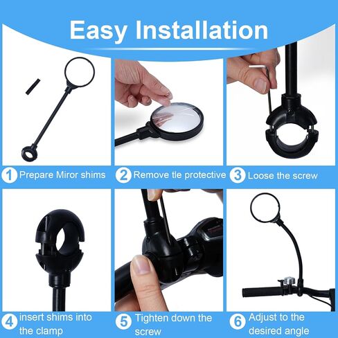 2 Pack Bicycle mirror,Bike Handlebar Mirrors – Adjustable Rearview Mirrors with Wide Angle for Safe Riding (Black-R) in Saudi Arabia