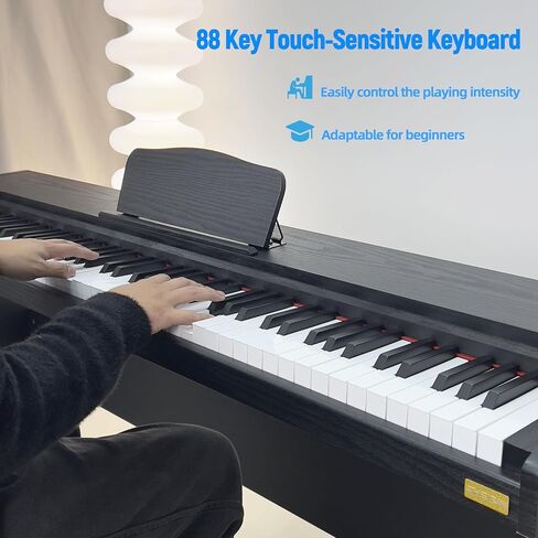 Digital Piano Keyboard 88 Keys,Touch-Sensitive,Beginners,Adults,Upright,Semi Weighted,Electric Piano,Acoustic,Full Size,Stand,Cover,Pedal,SR-FH60(Black) in Saudi Arabia