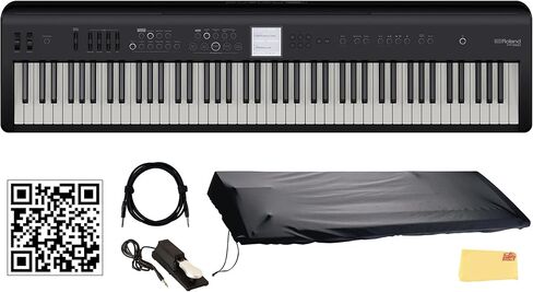 Roland FP-E50 88-Key Digital Piano-حزمة أسود مع KSFE-50 Stand ، KPD-70 وحدة دواسة ثلاثية ، مقعد ، دروس البيانو عبر الإنترنت ، قرص DVD التعليمي ، وقماش أوستن بازار تلميع in Saudi Arabia