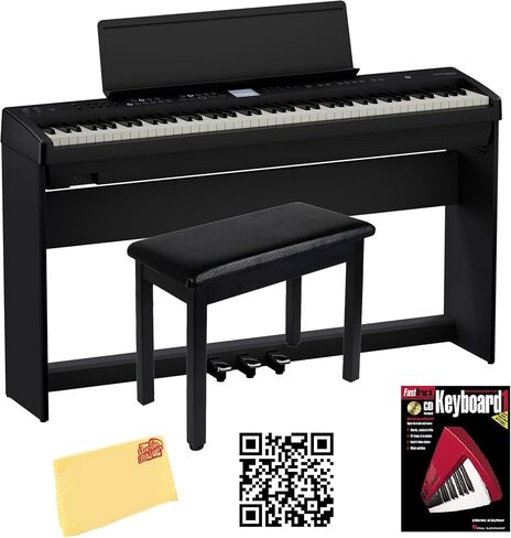 Roland FP-E50 88-Key Digital Piano-حزمة أسود مع KSFE-50 Stand ، KPD-70 وحدة دواسة ثلاثية ، مقعد ، دروس البيانو عبر الإنترنت ، قرص DVD التعليمي ، وقماش أوستن بازار تلميع in Kuwait