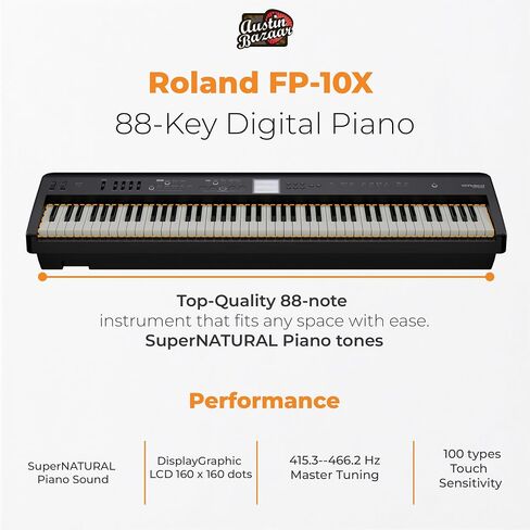 Roland FP-E50 88-Key Digital Piano-حزمة أسود مع KSFE-50 Stand ، KPD-70 وحدة دواسة ثلاثية ، مقعد ، دروس البيانو عبر الإنترنت ، قرص DVD التعليمي ، وقماش أوستن بازار تلميع in Kuwait