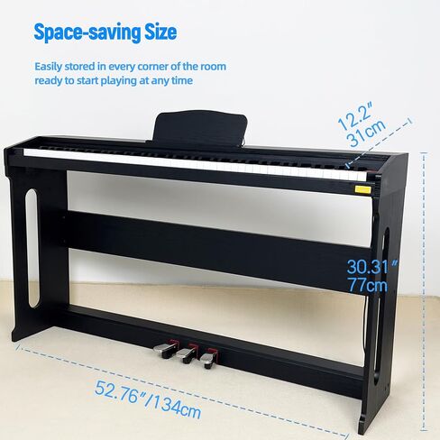 Digital Piano Keyboard 88 Keys,Touch-Sensitive,Beginners,Adults,Upright,Semi Weighted,Electric Piano,Acoustic,Full Size,Stand,Cover,Pedal,SR-FH60(Black) in Saudi Arabia