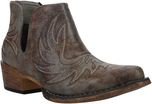 ROPER Womens Ava Embroidered Snip Toe Casual Boots Ankle Low Heel 1-2" - Black - Size 6.5 M in Saudi Arabia