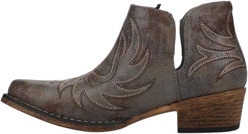 ROPER Womens Ava Embroidered Snip Toe Casual Boots Ankle Low Heel 1-2" - Black - Size 6.5 M in Saudi Arabia